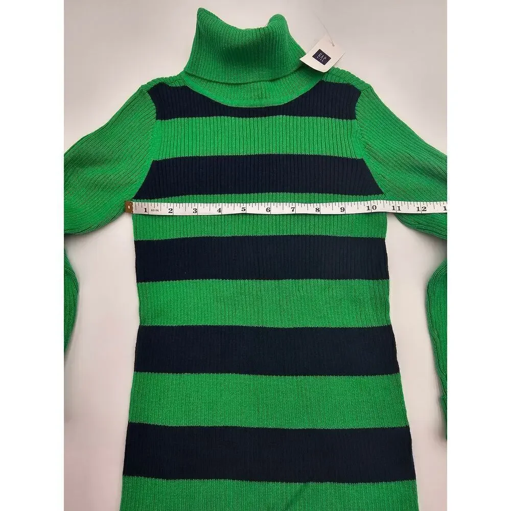 GapKids Girl's 6/7 Green and Navy Blue Turtleneck NWT and Polkadot Sweater GUC